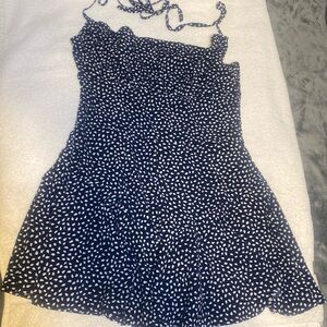 Blue and white , Skort . A combination of skirt and shorts